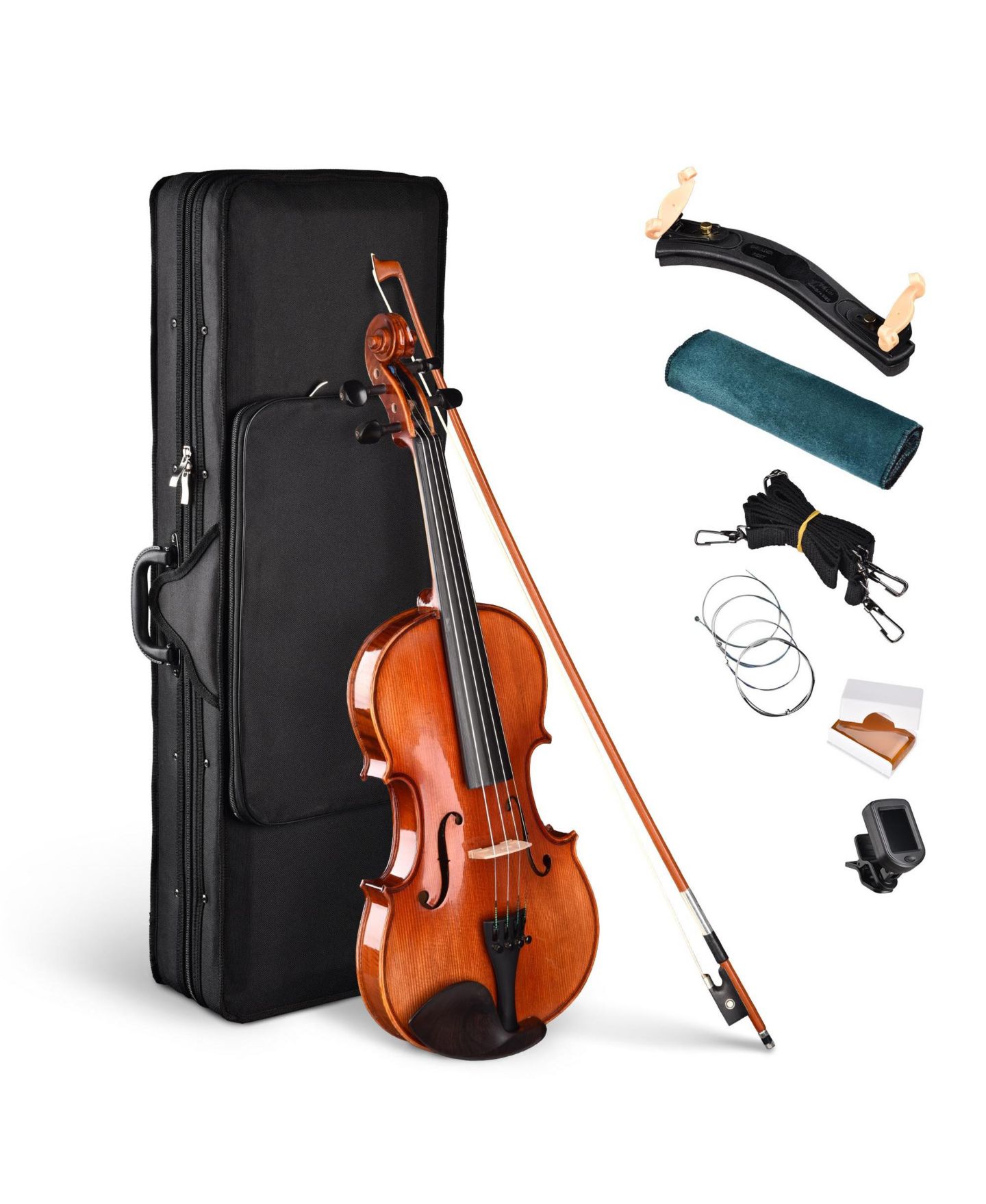 Детские игрушки Yescom Solid Wood Violin 4/4 Full Set Fiddle Beginner Violin Full Size with Case Shoulder Rest for Student Adults, цвет: Natrual — фото 1