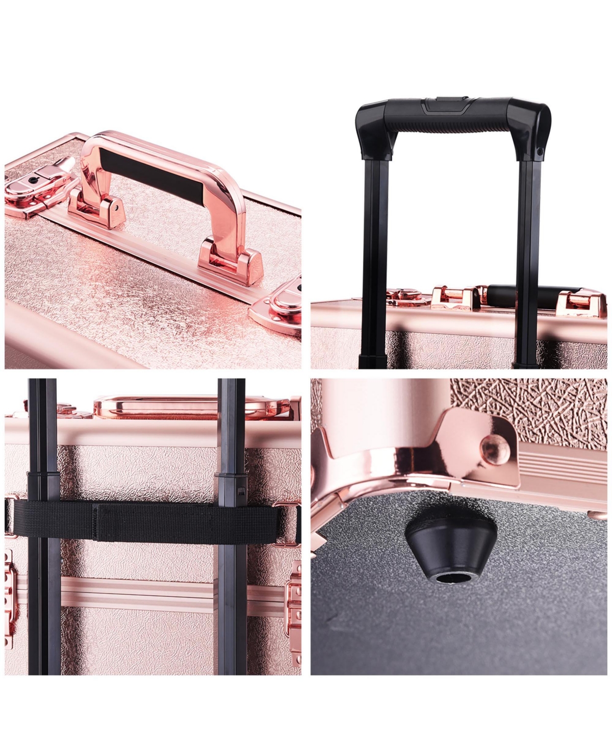 Byootique Rose Gold 4in1 Rolling Makeup Train Case Makeup Artist Cosmetic Organizer