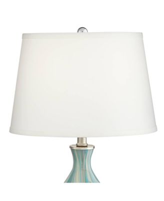 Cirrus Modern Style Accent Table Lamp 22" High Blue Gray Glazed Art Glass Off White Drum Shade Decor for Living Room Bedroom House Bedside Nightstand Home Office (Color May Vary) - 360 Lighting