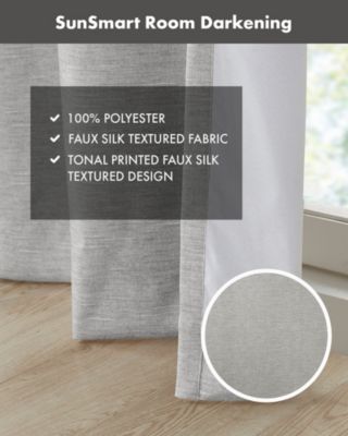 Como Tonal Printed Faux Silk Room Darkening Curtain for Bedroom, Grommet Top Design Panels Pair for Living Room, Width 42 length 95 inches 2 panels set, Ivory Window Panel