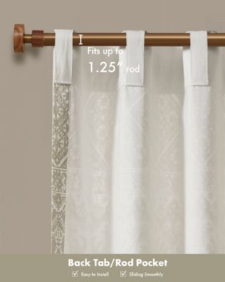 Mila Cotton Curtain Panel with Chenille Detail and Lining, 50"W x 84"L