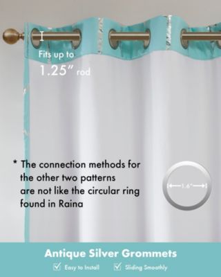 Raina Total Blackout Metallic Print Grommet Top Curtain Single Panel, 50"W x 63"L