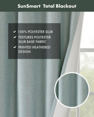 Maya Heathered Blackout Curtain 1 Panel for bedroom, Grommet top fit up to 1.25 inches rod Single Curtain Panel for Living Room, Width 50 length 54 inches, Pitch Black Ambiance Dusty Seafoam 1 Window Panel