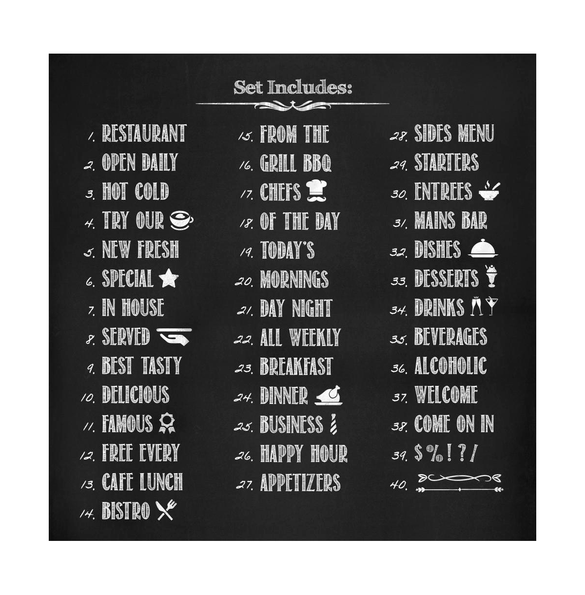 Hbcy Creations Restaurant Stencil Set - Great For All Chalkboards,boards, Glass Windows And Displays!