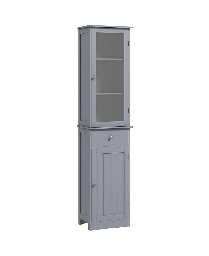 Bathroom Floor Storage Cabinet With 2 Drawers &amp; Door Cupboard In Grey &ndash; Magna Retail
