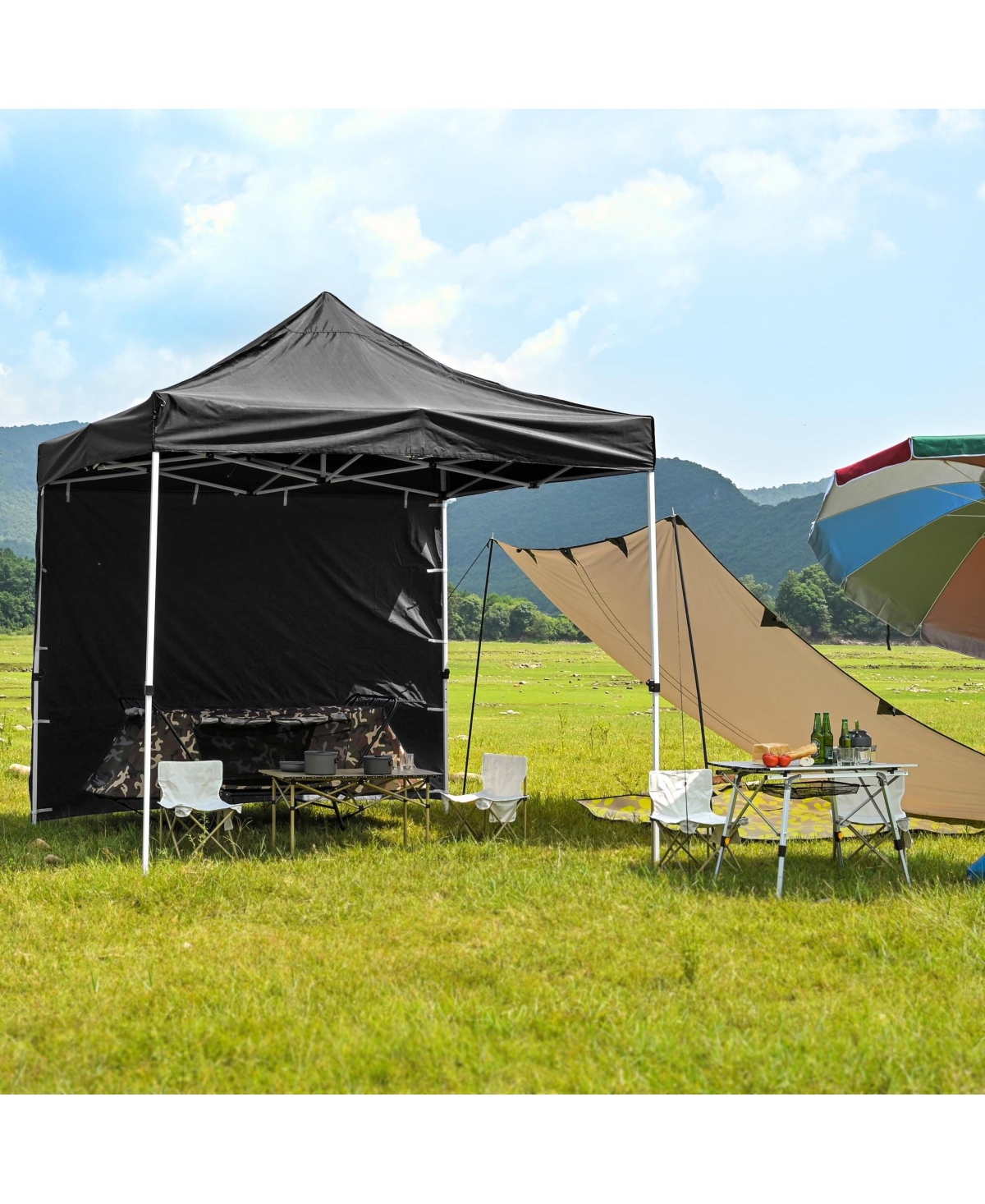 Instahibit UV30+ 1080D 120g Sidewall Fits 10x10ft Canopy Outdoor Picnic 2 Pieces