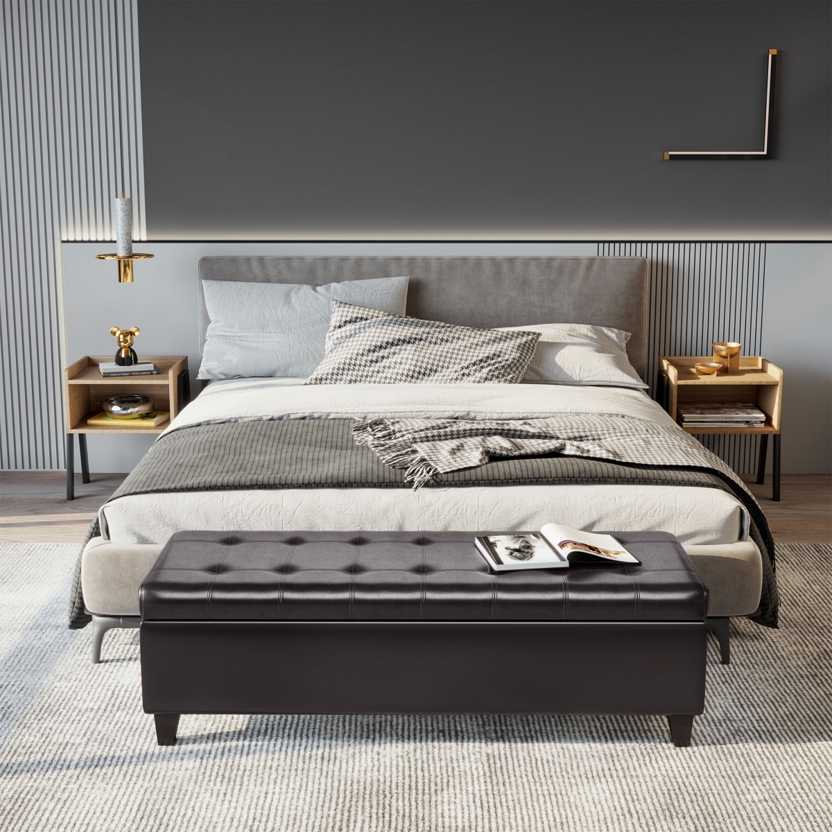 Homcom Tufted Top Storage Ottoman Bench Pu Leather Organizer Chair Footstool Large