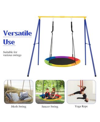 Metal A-Frame Swing Stand Heavy Duty Extra Swing Frame w/Ground Stakes for Backyard