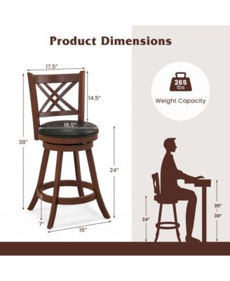 29'' Swivel Bar Stools Set of 2 Upholstered Counter Stools with Cushion & Footrests