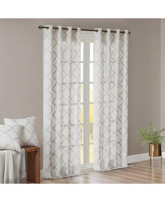 Saratoga Fretwork Print Grommet Top Window Curtain Panel, 50"W x 84"L