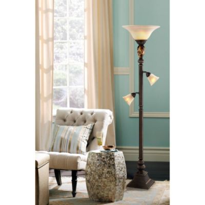 Mulholland Rustic Vintage like Tree Torchiere Floor Lamp Standing 72" Tall Bronze Tortoise Shell Font Frosted Glass Shade for Living Room Reading House Bedroom Home Office