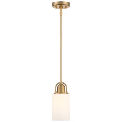 Copenhagan Warm Brass Gold Mini Pendant Light 4 3/4" Wide Modern Opal White Glass Cylinder Shade Fixture for Dining Room House Foyer Kitchen Island Entryway Bedroom Living