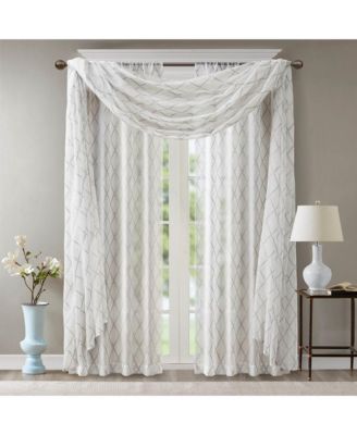 Irina Diamond Sheer Embroidered Window Scarf Drapes