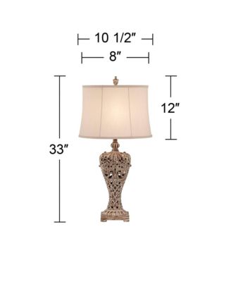Barnes and Ivy Elle Traditional Table Lamp 33" Tall Antique Gold Florentine Off White Oval Shade for Bedroom Living Room Bedside Nightstand Office