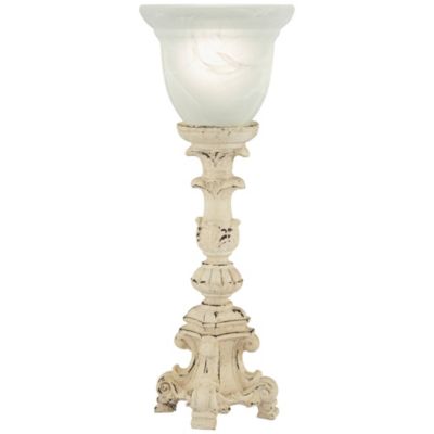 Country Cottage Accent Table Lamp 18 1/4" High French Beige Alabaster Glass Uplight Shade for Living Room Bedroom