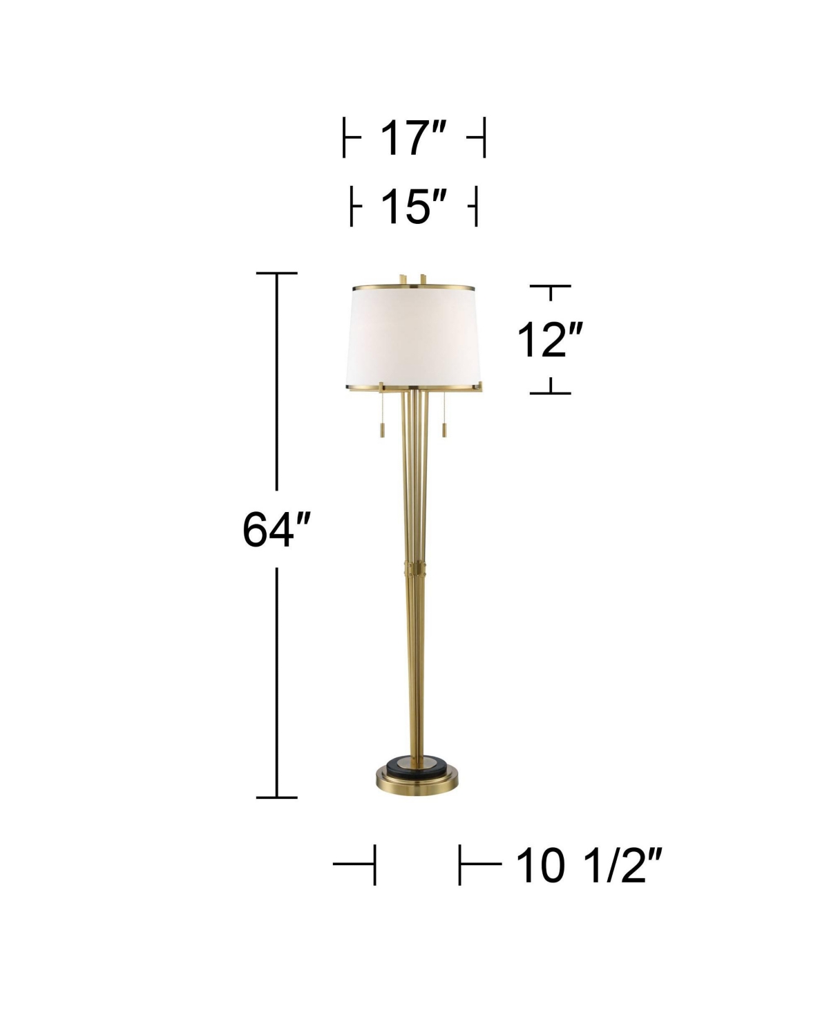 Possini Euro Design Palisade Modern Glam Luxury Style Floor Lamp Standing Tall Satin Brass Metal Off-White Trimmed Fabric Drum Shade Decor for Liv
