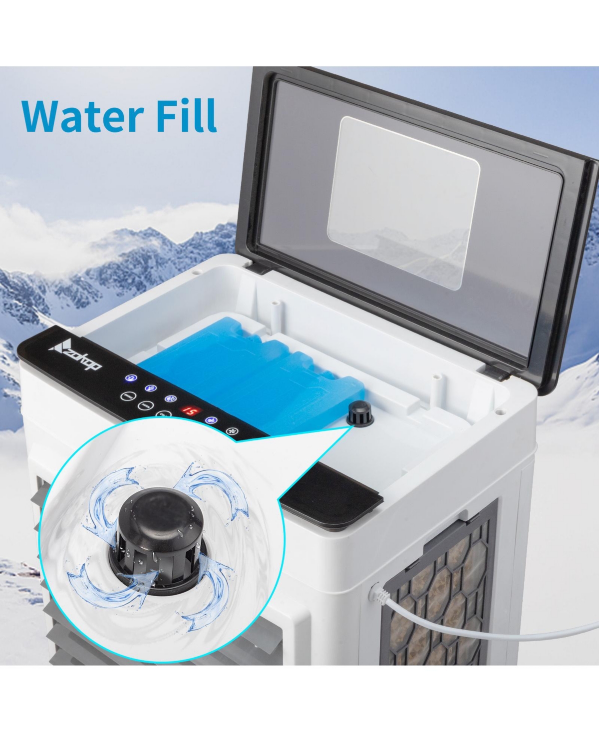 Yescom 2353 Cfm Evaporative Air Cooler Fan Portable Cooling Fan with Humidifier,8 Gal Water Tank,3 Modes & 7.5H Timer,90°Oscillation Swamp Cooler
