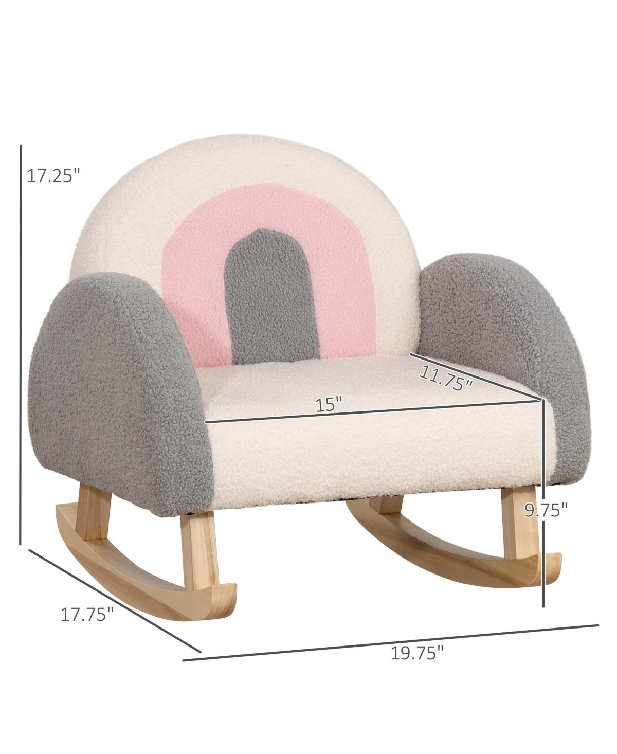 Qaba Kids Sofa, Rocking Toddler Sofa Chair with Solid Wooden Frame, Faux Lamb Fleece Fabric, Arm for Nursery or Playroom, Ages 3-5 Years Ol
