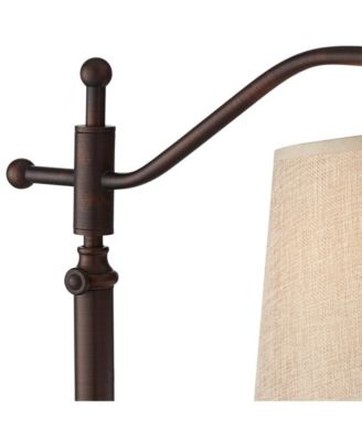 Downbridge Style Desk Table Lamp Adjustable Height 30.5" Tall Bronze Metal Tan Linen Look Shade for Living Room Bedroom Office