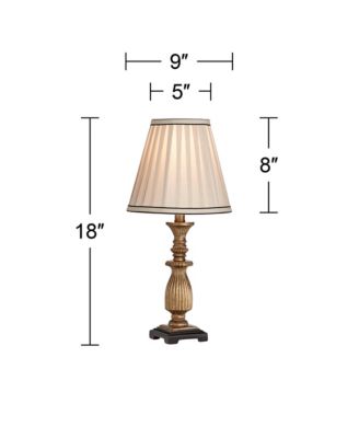 Ribbed Traditional Rustic Accent Table Lamp 18" High Antique Gold Beige Fabric Pleated Empire Shade for Bedroom Living Room Bedside Kids