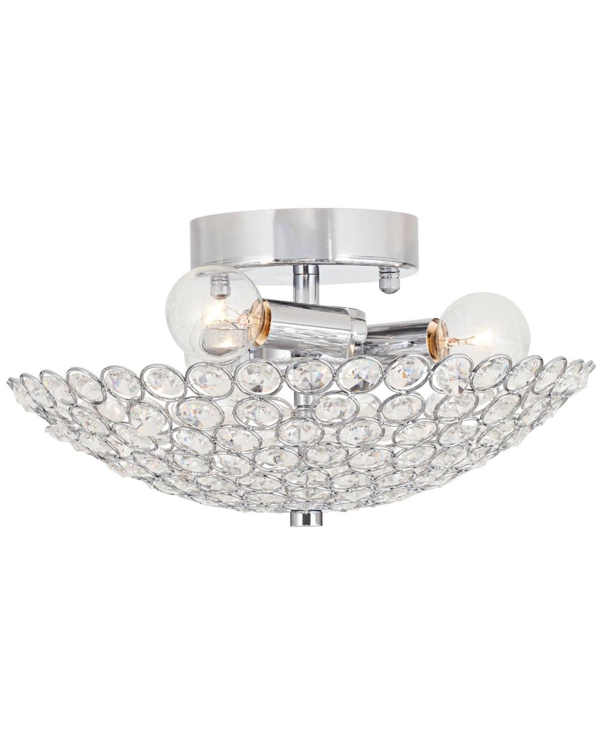 Possini Euro Design Geneva Luxury Close To Ceiling Light Semi Flush Mount Fixture Wide ChromeCrystal Glass Beads Bowl Shade for Bedroom Ha