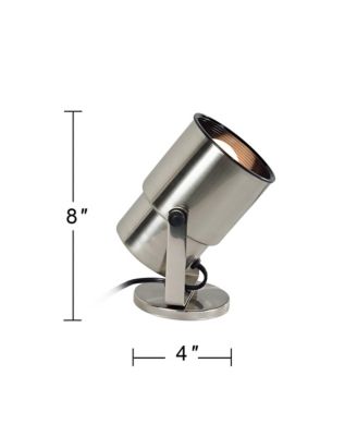 Set of 2 Small Uplighting Indoor Accent Spot-Lights Plug-In Floor Plant Home Decorative Brushed Nickel Finish 8" High