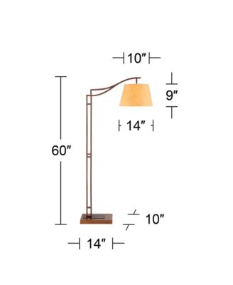 Tahoe Rustic Industrial Downbridge Arc Floor Lamp 60" Tall Bronze Metal Faux Leather Empire Shade for Living Room Reading Bedroom