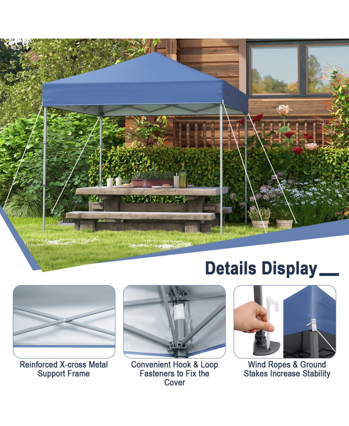 Slickblue 6.6 x 6.6 Feet Outdoor Pop-up Canopy Tent with Upf 50+ Sun Protection