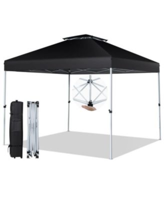 2-Tier 10 x 10 Feet Pop-up Canopy Tent with Wheeled Carry Bag