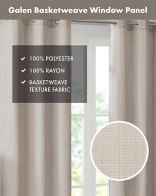 Galen Basketweave Room Darkening Curtain Panels Pair for bedroom, Silver grommet top fit up to 1.25 inches rod 2 panels set for Living Room, Width 40 length 84 inches Curtain Panel, Pitch Black Ambiance Blue 2 Window Panels