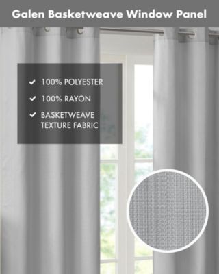 Galen Basketweave Room Darkening Curtain Panels Pair for bedroom, Silver grommet top fit up to 1.25 inches rod 2 panels set for Living Room, Width 40 length 84 inches Curtain Panel, Pitch Black Ambiance Blue 2 Window Panels