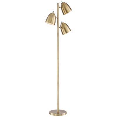 Aaron Mid Century Modern Tree Floor Lamp 64" Tall Aged Brass 3 Light Adjustable Dome Shade for Living Room Reading Bedroom Office House