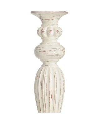 Traditional Vintage like Shabby Chic Standing Floor Lamp 60" Tall Antique White Washed Natural Linen Fabric Tapered Drum Shade Decor for Living Room Reading House Bedroom Home - 360 Lighting