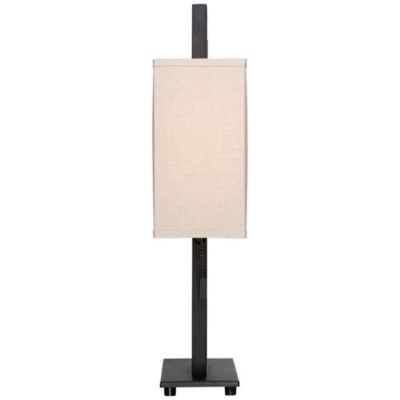 Modern Accent Table Lamp 20.5" High Espresso Bronze Floating Rectangular Oatmeal Box Shade for Living Room Family Bedroom