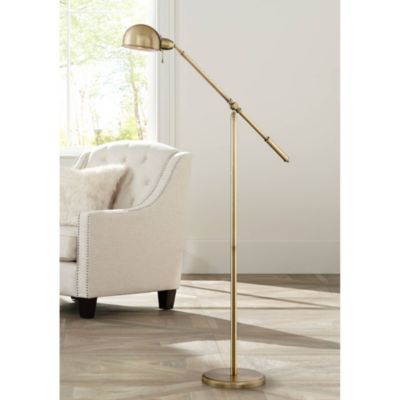 Dawson Traditional Pharmacy Floor Lamp 55" Tall Brass Metal Adjustable Boom Arm Dome Head for Living Room Reading Bedroom Office