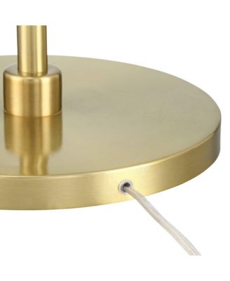 Modern Art Deco Arc Floor Lamp 64" Tall Warm Gold Metal White Fabric Drum Shade for Living Room Reading Family Bedroom Office House Home