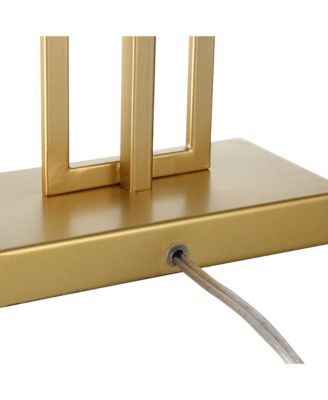 Gale Modern Mid Century Table Lamps 26" High Set of 2 Brushed Gold Grid Metal White Shade for Bedroom Living Room Bedside Nightstand Kids