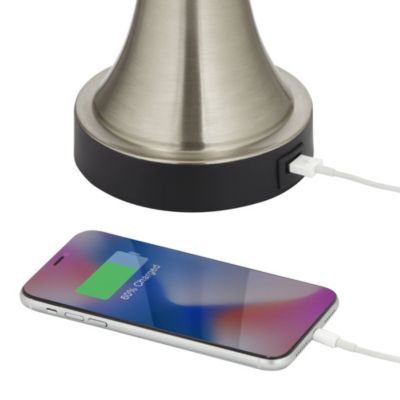 Seymore Modern Table Lamps 26" Tall Set of 2 with USB Charging Port Silver LED Touch On Off White Drum Shade for Bedroom Living Room House Home Desk Bedside Nightstand Office - 360 Lighting