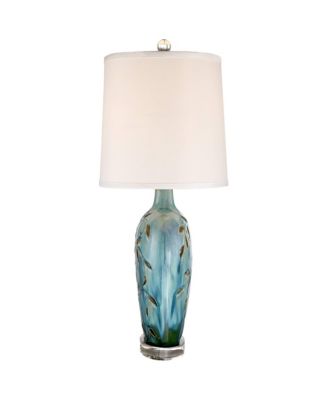 Devan Modern Table Lamp 24 1/2" High Blue Ceramic with Table Top Dimmer LED Nightligh White Shade for Bedroom Living Room Nightstand Home