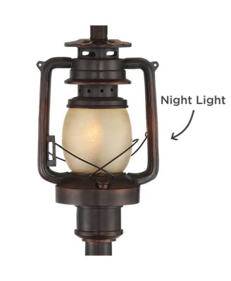 Henson Industrial Floor Lamp 63" Tall Bronze with LED Nightlight Earthy Fabric Drum Shade for Living Room Bedroom Office House Home