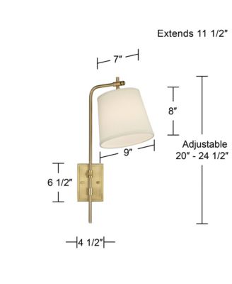 Seline Modern Wall Lamp with Dimmer Warm Gold Metal Plug-in 7" Light Fixture Adjustable Off White Shade for Bedroom Living Room House