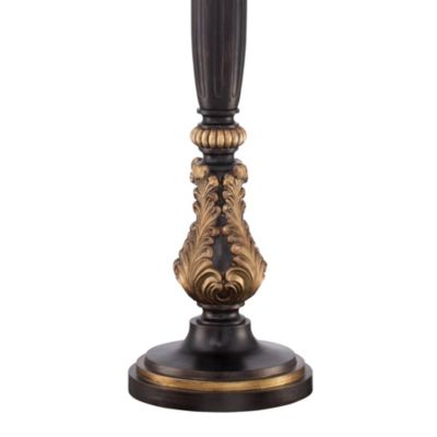 Rita Vintage Rustic Torchiere Floor Lamp 75" Tall Acanthus Leaf Carved Wood Frosted Glass Shade for Living Room Bedroom Office House