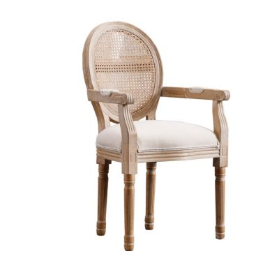 Streamdale French Vintage Upholstered Fabric Dining Armchair, Beige