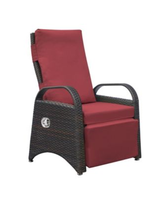 Adjustable Outdoor Rattan Recliner with Hidden Table