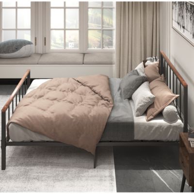 Queen Metal Platform Bed with Headboard and Footboard