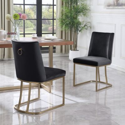 Velvet Upholstered Dining Chairs (Set of 2)