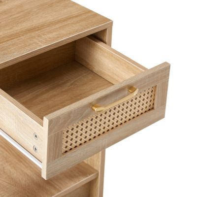 Streamdale Natural Rattan End Table with Drawer