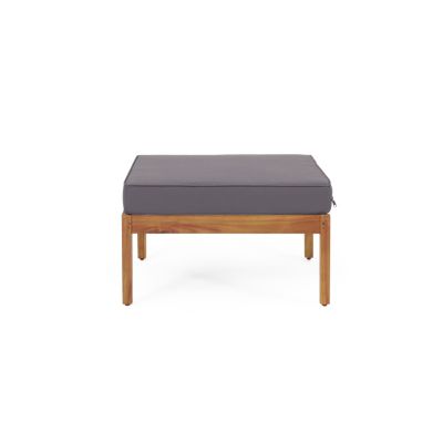  Mid-Century Modern Acacia Wood Ottoman & Coffee Table Set