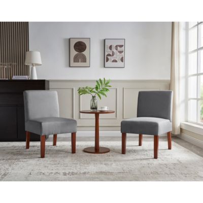 Streamdale Set of 2 Fabric Accent Chairs with Round Wood Table