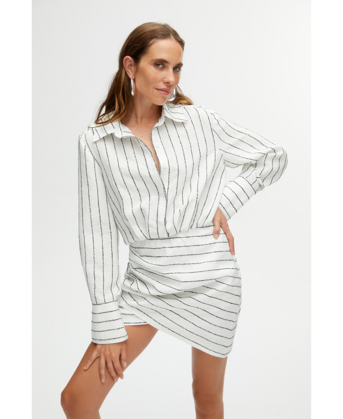 Women's Striped Shirt Dress - Multi-colored